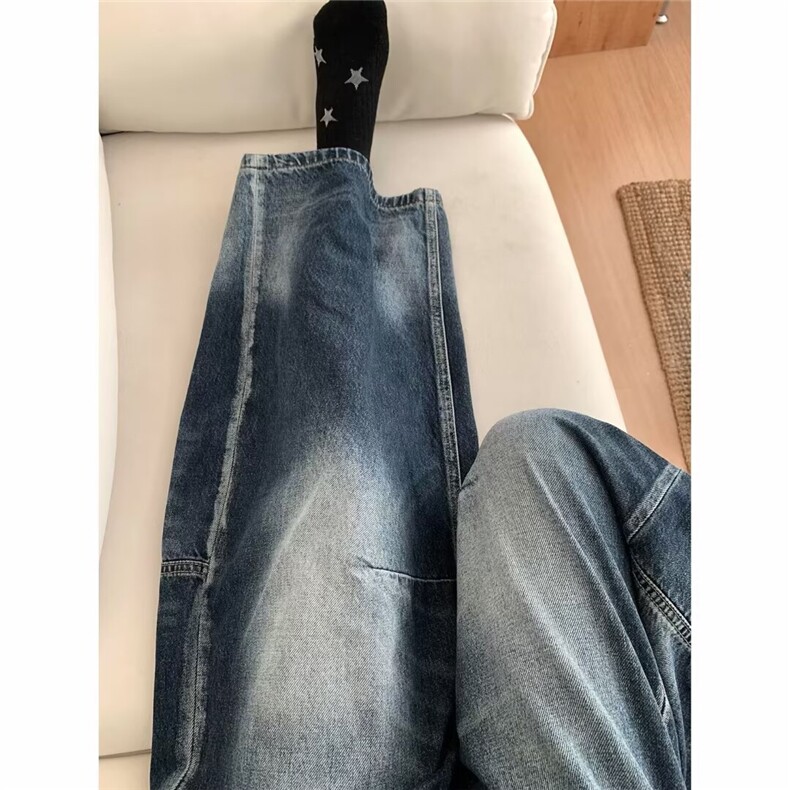 1506-1/Q95660/P53美式复古女早春季设计感宽松显瘦阔腿镰刀裤,男装休闲裤,星座1506