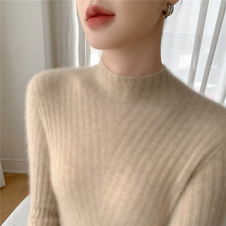 2025年秋季女士抽条成衣大圆领,女装羊绒衫,百越羊绒