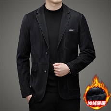 男士冬季新款西服领皮衣商务休闲中年男装上衣厚款加绒保暖外套，男装皮衣，电商B212（原钱塘6029）