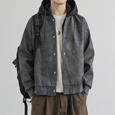 假两件机车服皮衣外套男高级感痞帅宽松休闲pu皮夹克JK0196-P93，男装夹克，星座308B-2