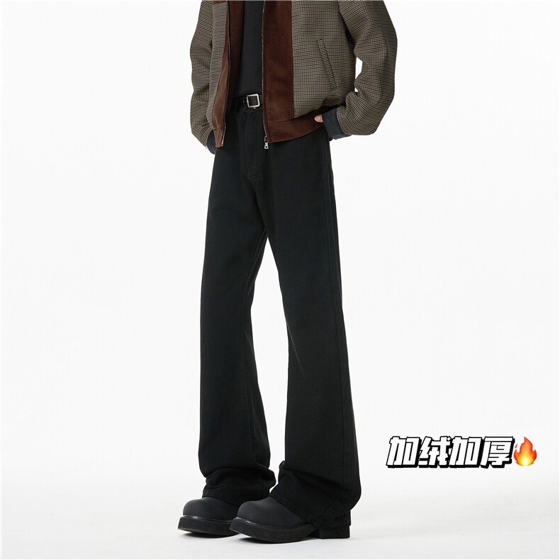 冬季新款高街水洗复古微喇加绒百搭牛仔裤B315-K881JR-p60控78,男装牛仔裤,电商B315