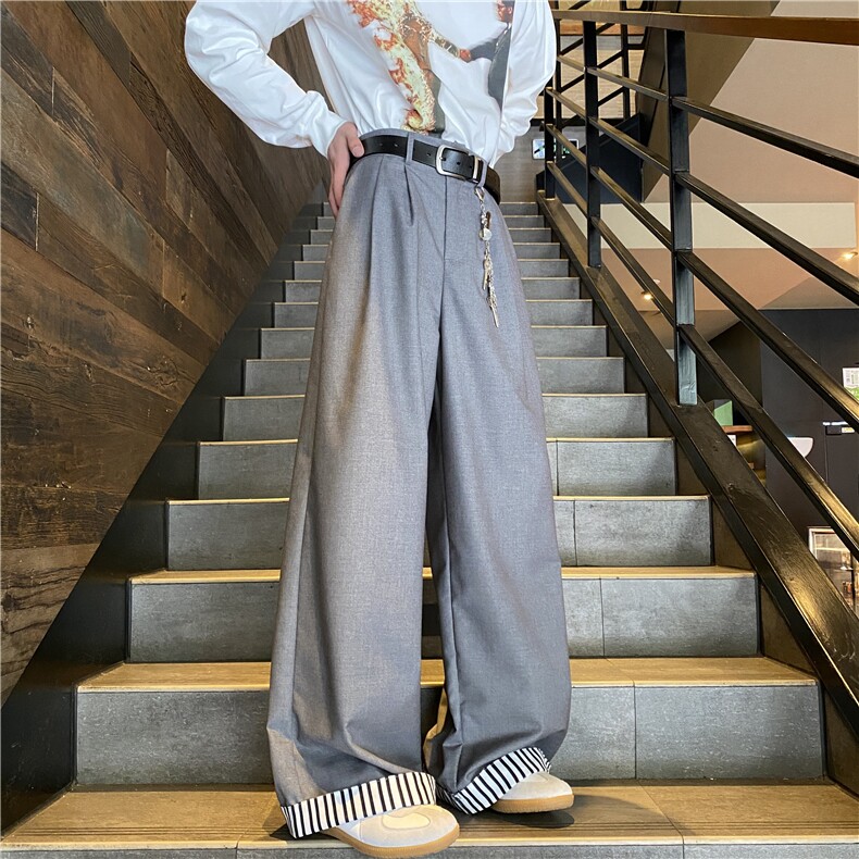 2025春季新款裤脚条纹拼接宽松休闲西裤B315-K25647-特p45控88,男装休闲裤,电商B315