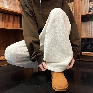 8XL-M摇粒绒裤子男加绒加厚休闲直通束脚宽松保暖裤K9122P78控98图片