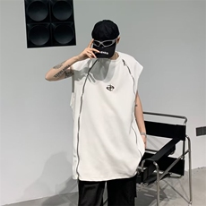2024春夏季新款男休闲圆领无袖解构拉链T恤BT01P35，男装T恤，星座1116-2