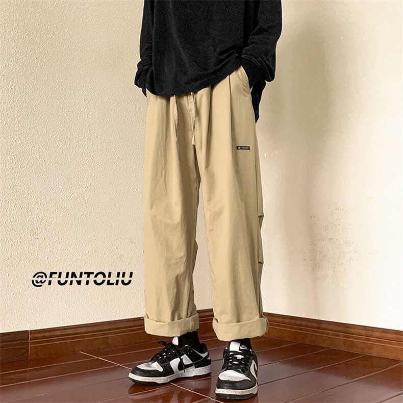 显瘦直筒工装裤男款春秋季日系高级感潮牌裤子阔腿宽松直筒休闲裤，男装休闲裤，电商A310