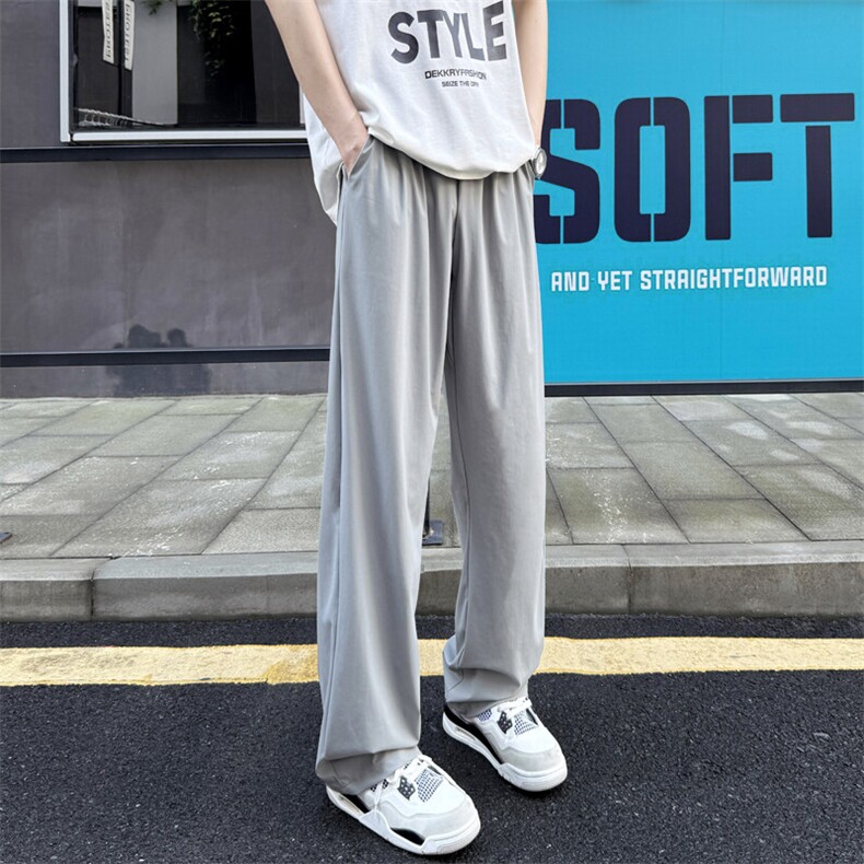 YK302-P45-高品质高弹力冰皮垂感冰凉休闲裤面料：锦纶78氨纶22，男装皮裤，电商A429