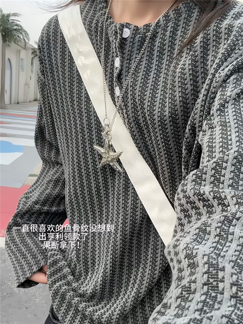 XZ809A/SYR44/特P24控48雪尼尔小香风亨利领长袖卫衣,男装T恤,星座809A(原222-1)