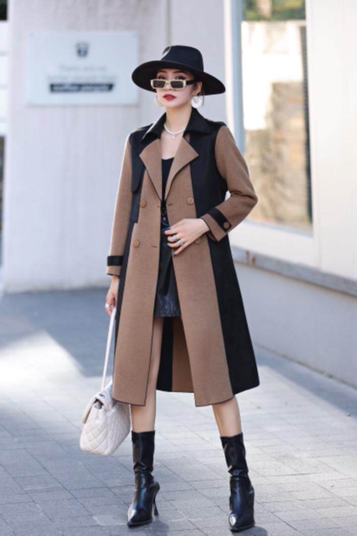 文秀家2021新款撞色澳羊绒大衣时尚潮流设计，其它，陆氏青云