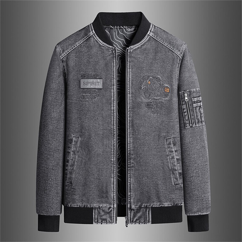 主推大码M-8XL胖子牛仔潮流烫花夹克XZ613B-9829-P115小码105，男装夹克，星座613B