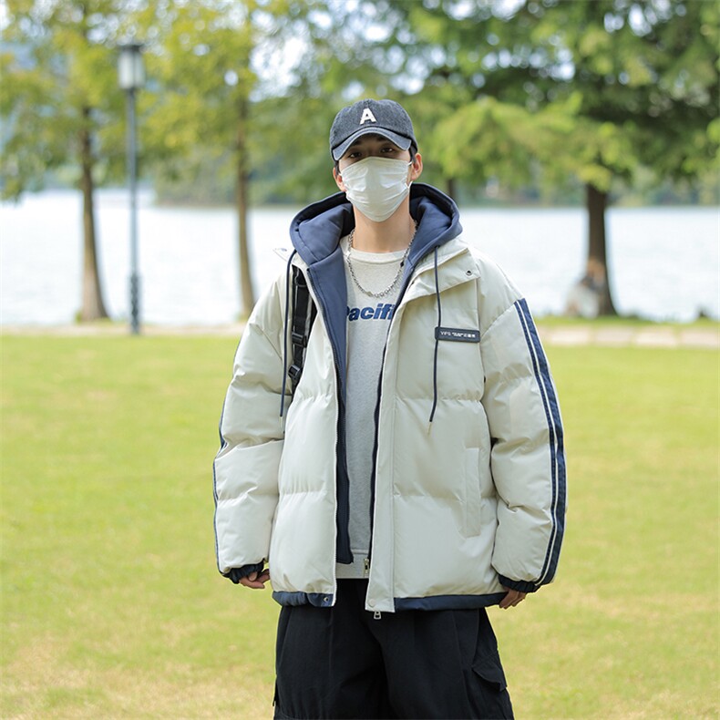 棉衣男冬新款男士青年保暖棉服情侣款假两件加厚连帽外套M082-P65,男装棉衣,星座1403A