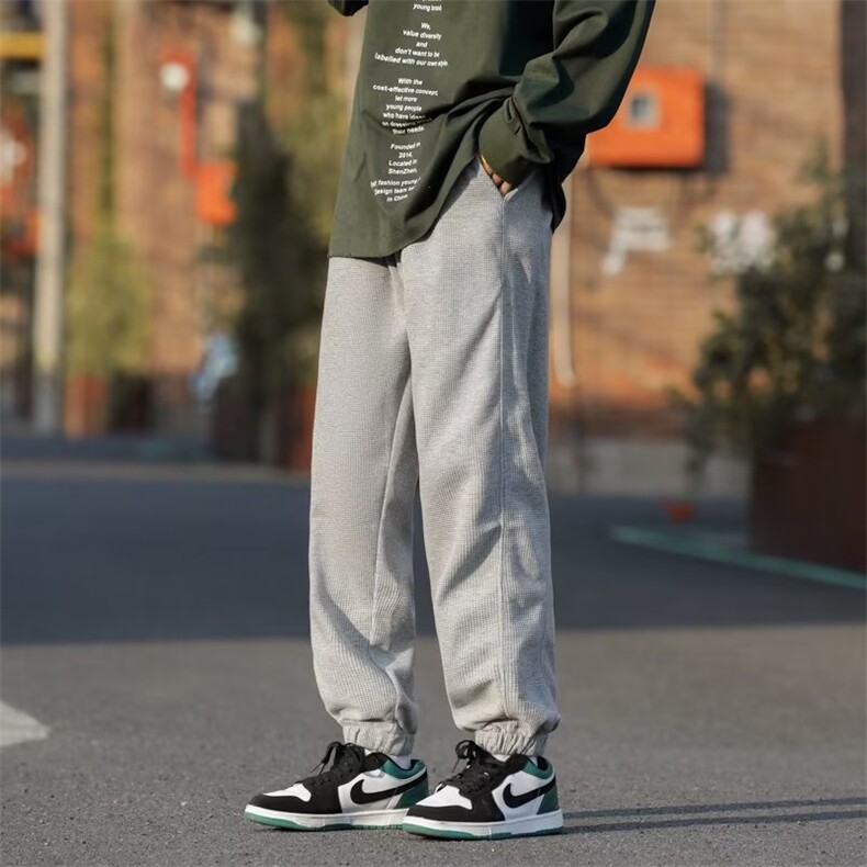 纯色工装裤男秋季日系复古cityboy华夫格裤子高街B520P32图片