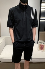 夏季社会小伙痞帅针织短袖套装轻熟风运动套装TZ2084-P85控115，男装T恤，星座313B-2(原星座309A-2)