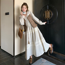【新款】2025春秋新款连衣裙马甲套装2C037233P175K248，女装连衣裙，2C037