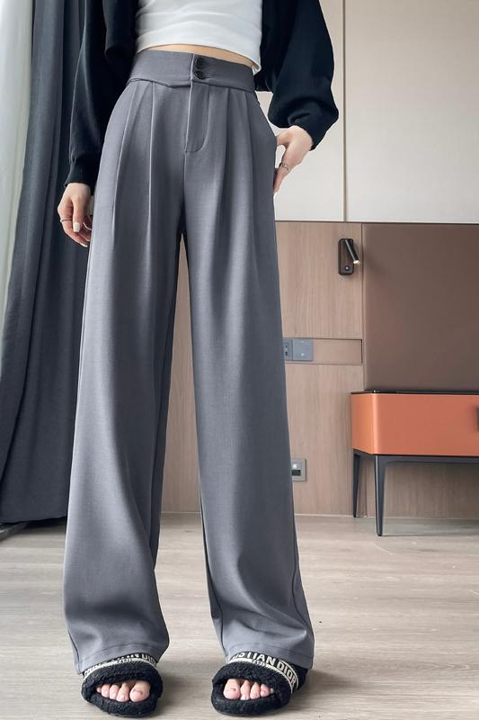 窄版西装阔腿裤女2024秋季新款高腰垂感显瘦休闲裤直筒拖地裤,女装休闲裤,梦白服饰厂