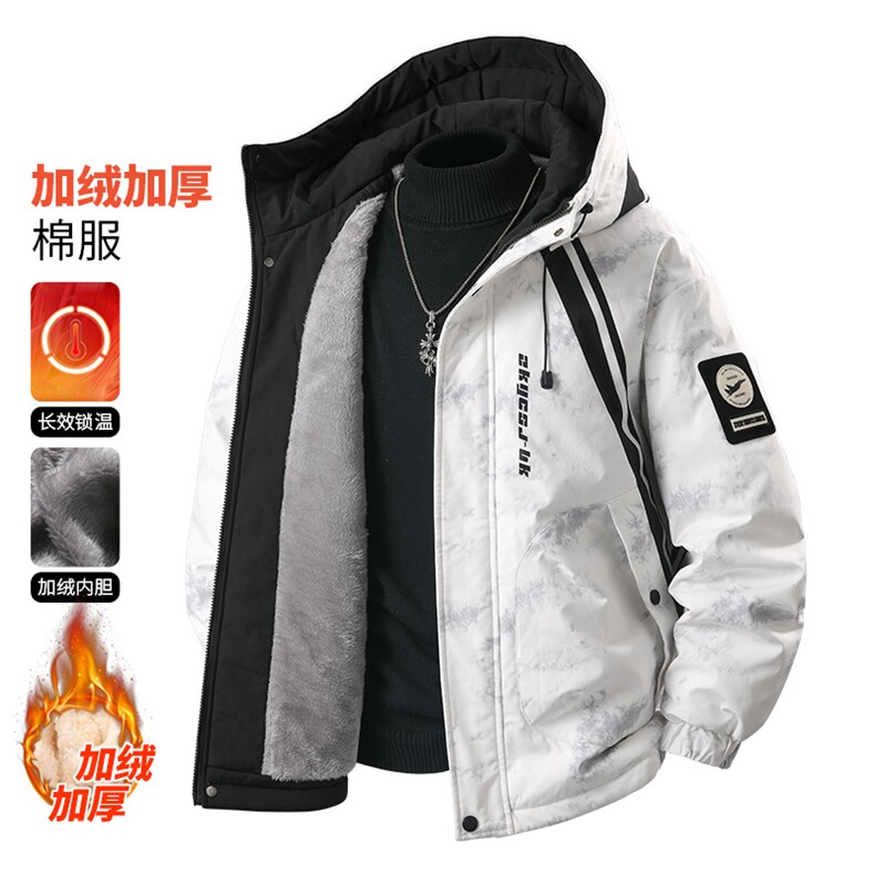 3D冬学院风连帽潮流宽松夹克加绒加厚外套 A436-6811-P85149图片