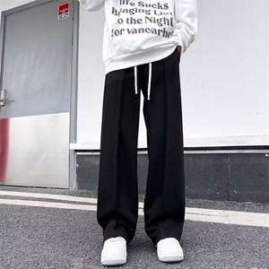 时尚休闲裤男士薄款宽松直筒垂坠感速干休闲长裤男生阔腿裤图片