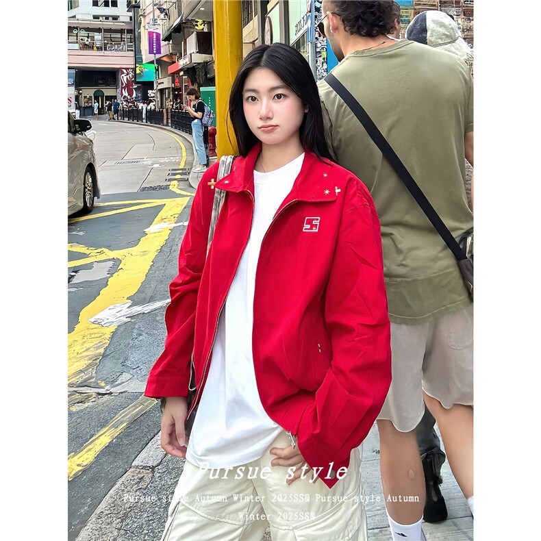 工装外套男女新翻领绣花夹克时尚休闲痞帅上衣513AJK2732P62,男装夹克,星座513A
