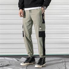 2021春季新款潮流拼色工装裤男休闲简约束脚运动裤DS360T，男装休闲裤，电商A102