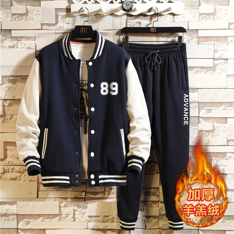 2025冬季新款加绒加厚棒球服卫衣套装XZ102A-4-574-P115,男装休闲套装,星座211-2