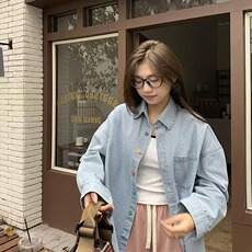 韩系小清新减龄撞色条纹衬衫男女春秋独特别致彩色扣休闲衬衣，男装衬衫，星座1210-1