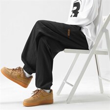 时尚百搭加绒保暖束脚华夫格美式垂顺卫裤子K955-特批-32加绒-42，男装休闲裤，星座718-1