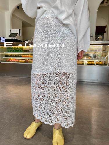 两色蕾丝半裙，女装半身裙，E.FAXIAN伊发现