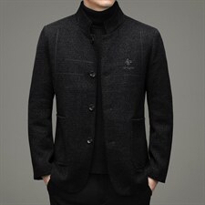 冬季休闲羊毛毛呢大衣时尚中年男加棉加厚外套上衣YYN6036-P220,男装毛呢大衣,电商B212（原钱塘6029）