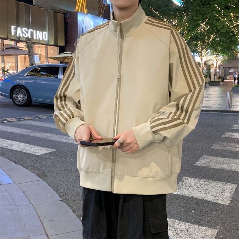 立领开衫夹克男2026新款拉链卫衣条纹运动休闲外套JK02567-P75图片