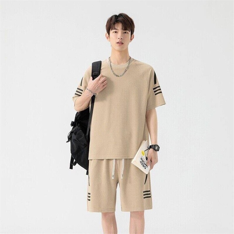 TZ25307-特P55夏季休闲T恤短裤男两件套,男装牛仔裤,电商D310B