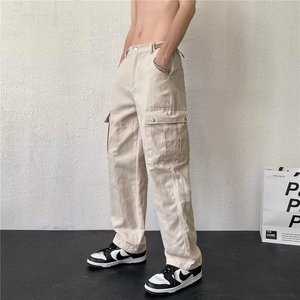 休闲裤男直筒垂感ins潮牌港风宽松工装裤子HK01P42图片