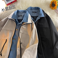 毛毯-牛仔拼接假两件小众工装夹克7182-P78，男装夹克，电商B380（原B361）