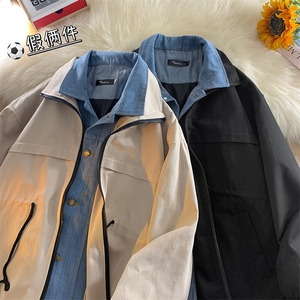 毛毯-牛仔拼接假两件小众工装夹克 7182-P78图片