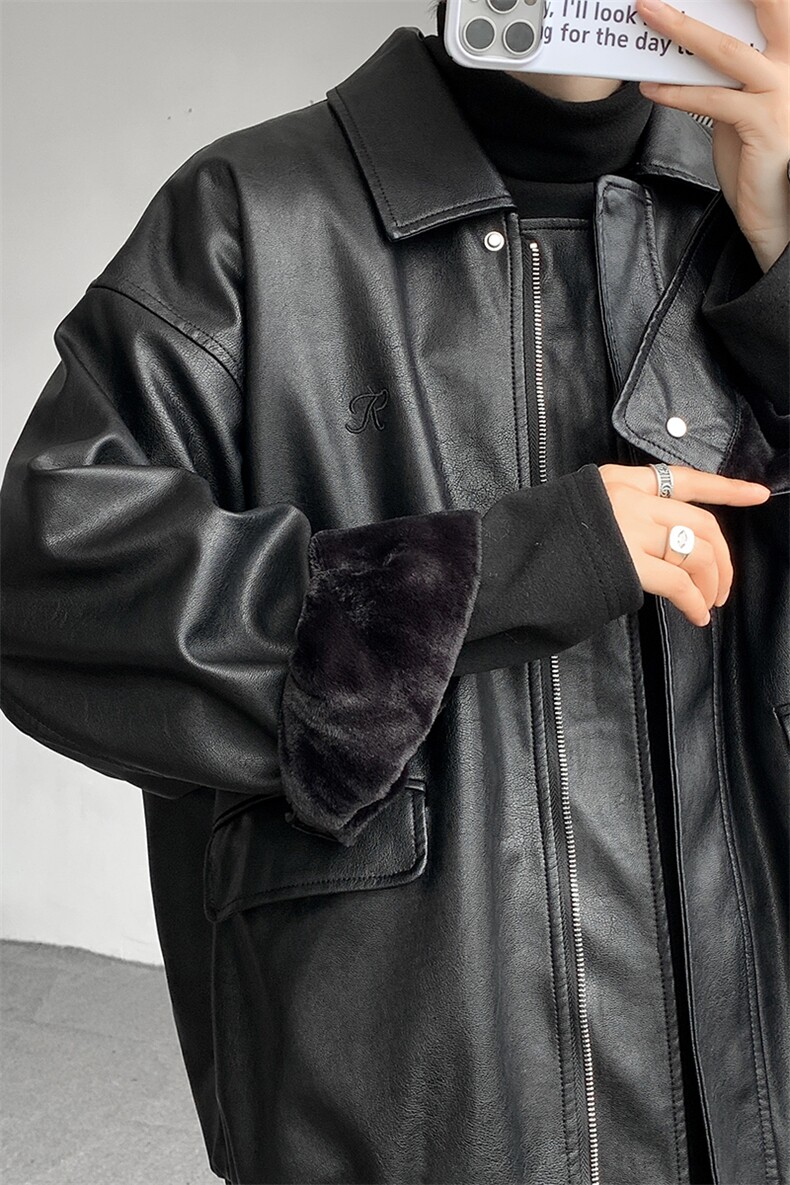 8XL-M皮衣外套男港风复古美式加绒加厚皮夹克机车PY858P95控128,男装皮衣,电商D206-1