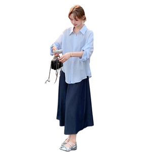 休闲衬衫半身裙套装女夏2025新款高级感纯欲风独特漂亮爆款三件套图片