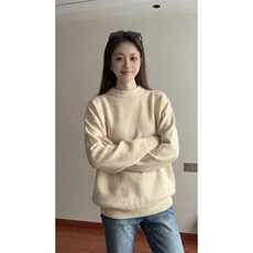重磅秋冬男女纯色打底针织衫圆领套头半高领毛衣美式复古休闲上衣，男装T恤，电商A443