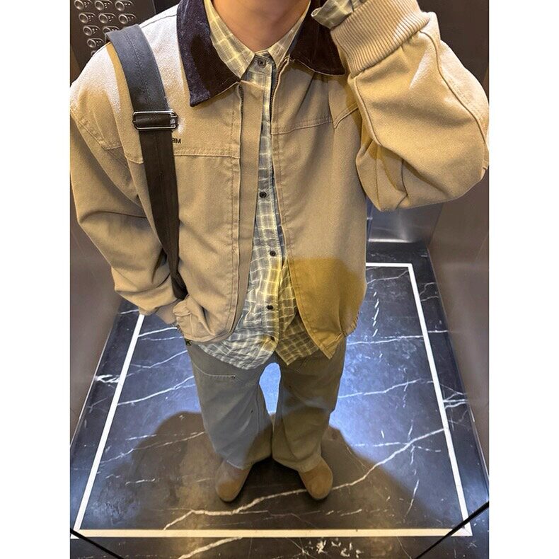 春秋季慵懒帆布夹克外套男女潮流宽松复古潮牌工装上衣HHW19P90,男装夹克,星座1013-5