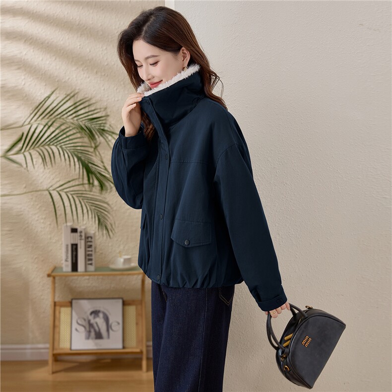 毛绒娃娃领短款棉服女2025冬季新款加厚保暖外套洋气减龄宽松棉衣,女装棉衣/棉服,涵誉