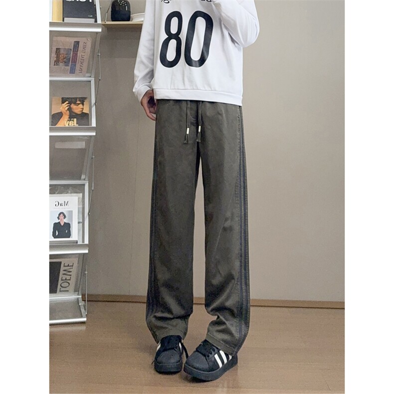 B221美式ins宽松直筒三条织带冰凉感休闲裤LK25470-特P40控68,男装休闲裤,电商B221
