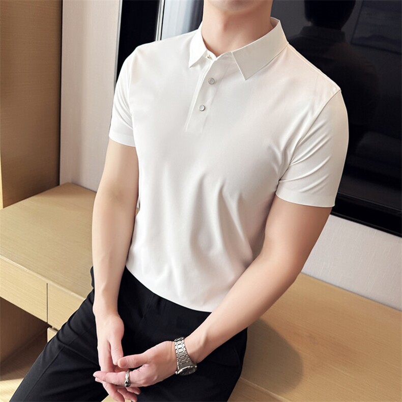2025主推专利扣子冰丝纯色无痕Polo衫夏季短袖T恤777-特P63,男装T恤,电商D342