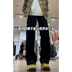 特批P32无差价秋季抖音侧边排扣运动卫裤男设计感阔腿裤K1979，男装休闲裤，电商A001-1