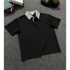 网图-夏装新款千鸟格拼接翻领短袖T恤POLO衫夏季男装半袖S421特38，男装Polo衫，电商A233-1