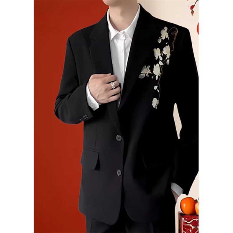 秋季轻奢立体绣花重工亮片休闲西服外套男痞帅演出西装XW75,男装西服套装,星座1116A（原606A-3）