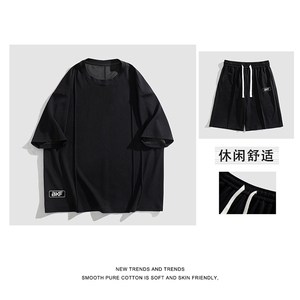 休闲运动套装男女情侣款夏季宽松短袖短裤五分裤子  TZ51-特批70图片