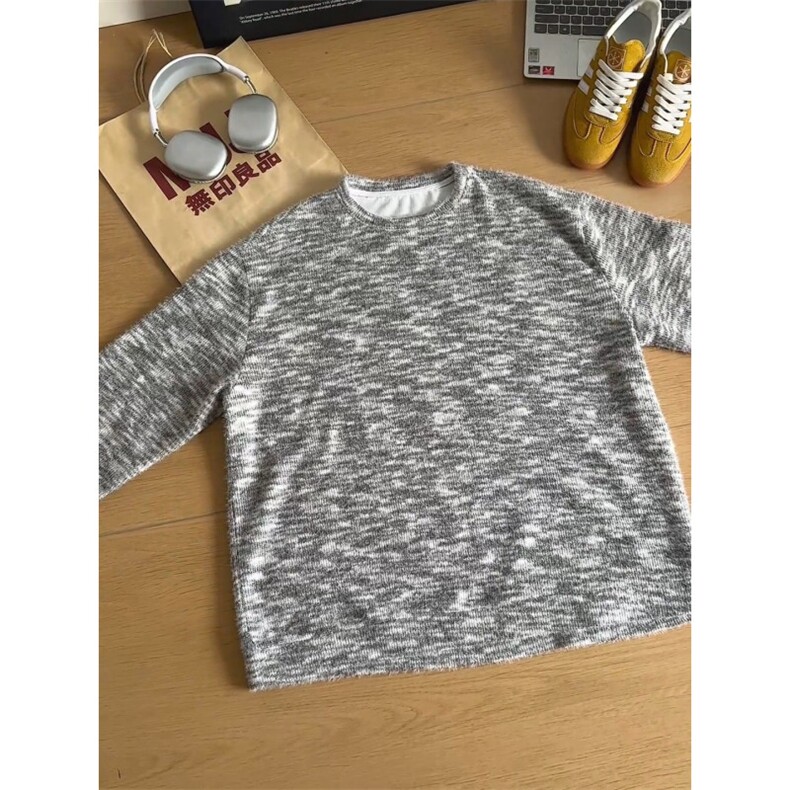 WY10156-特批40控78新款圆领简约套头宽松大码卫衣糯米衣服男,男装卫衣,电商A059