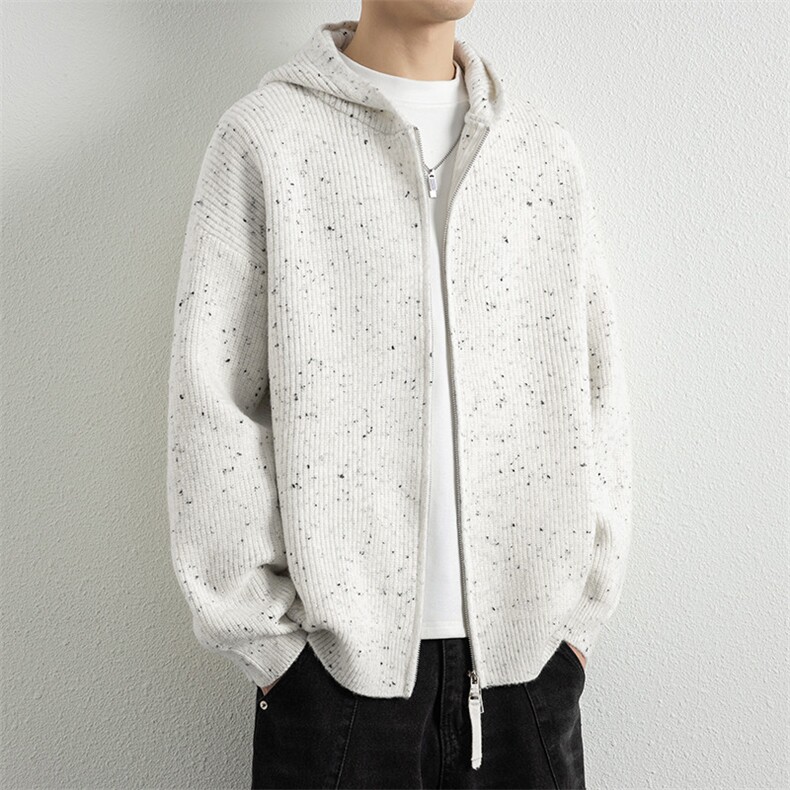 25879-特P70秋季时尚连帽毛衣开衫外套男针织衫纯色宽松打底衫，男装针织衫/毛衣，电商D310B