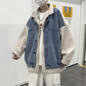 牛仔外套男潮牌设计感拼接港风韩版潮流宽松休闲夹克JK0210-P80图片