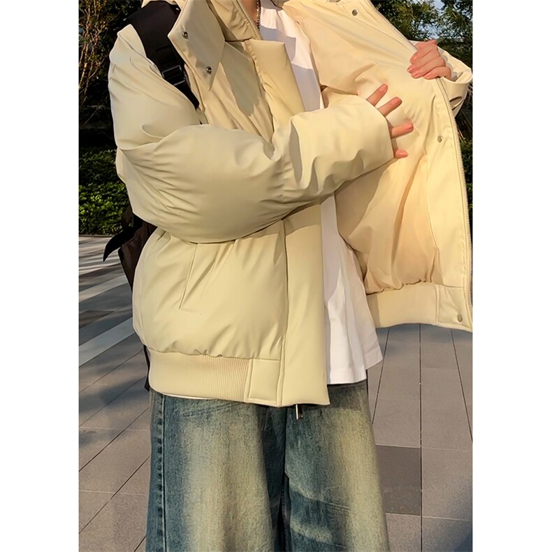 现货5W件冬季三防重磅boxy短款羽绒连帽PU皮棉衣外套防风加厚棉服,男装棉衣,电商A486-1
