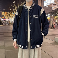 春季新款美式复古学院风休闲宽松夹克藏蓝色棒球服外套JK668，男装夹克，星座1116A-1（原606A）