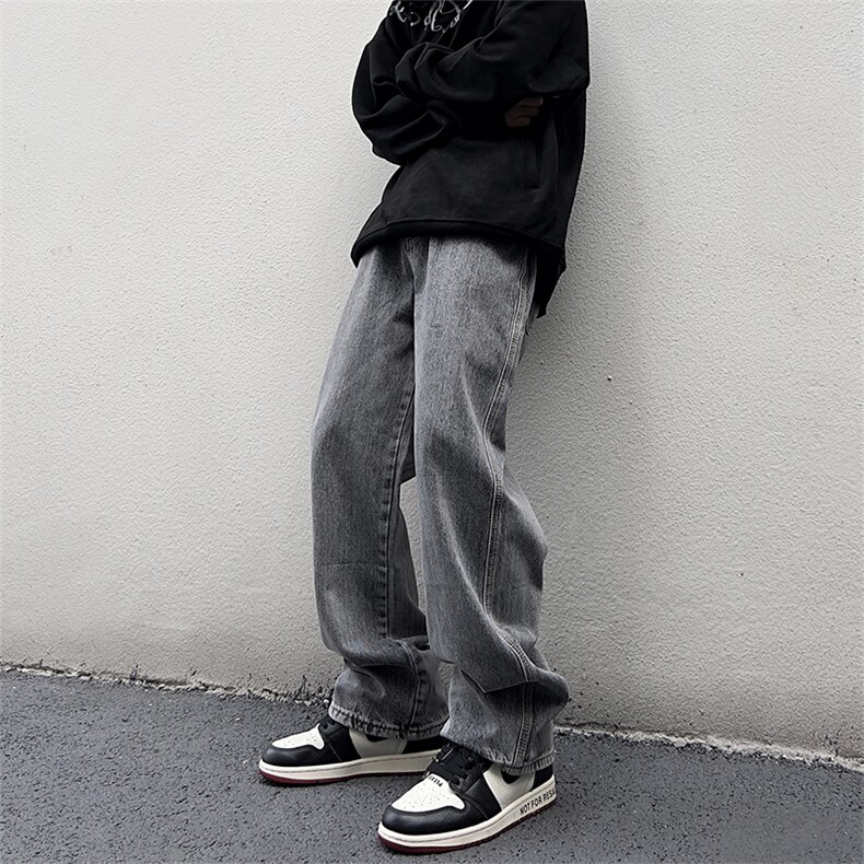 美式高街vibe风直筒长裤欧美痞帅男hiphop复古水洗拼接工装牛仔裤,男装牛仔裤,星座301D-4(原星座1004-4）