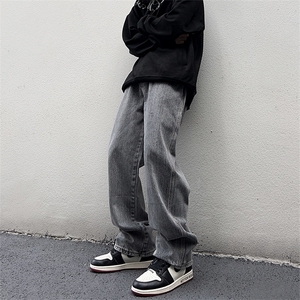 美式高街vibe风直筒长裤欧美痞帅男hiphop复古水洗拼接工装牛仔裤图片